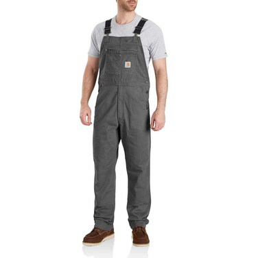 Carhartt mens Rugged Flex Relaxed Fit Canvas Bib Overalls, Gravel, 34W x 32L US