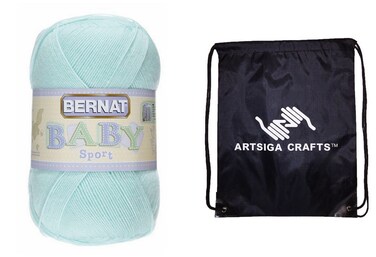 Bernat Baby Sport Big Ball Solids Baby Green 163121-21230 (1-Skein - Same Dye Lot) DK Light Worsted #3 Acrylic Yarn for Crocheting and Knitting with Project Bag