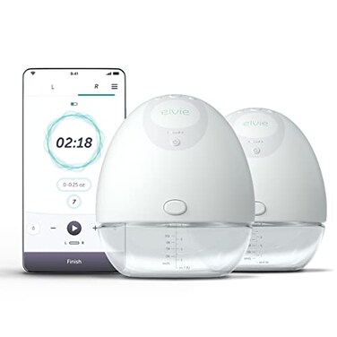 Elvie Breast Pump - Double, Wearable Breast Pump with App - The Smallest, Quietest Electric Breast Pump - Portable Breast Pumps Hands Free &amp; Discreet - Automated with Four Personalized Settings