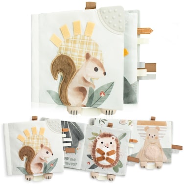 Soft Baby Book with Touch and Feel Pages - Cute Sensory Book for Babies 0-6, 6-12 &amp; 12-18 Months with Mirror &amp; Crinkle Paper - The Perfect Christmas Toy for Baby Showers Or as a Newborn/Infant Gift
