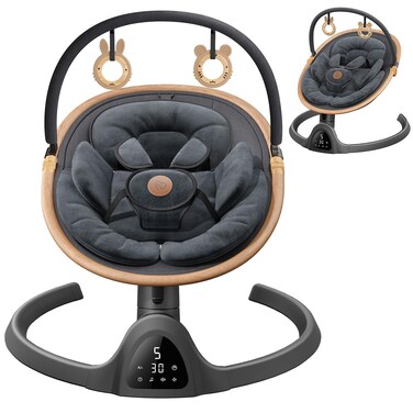 Baby Swings for Infants, Fasonbaby Bluetooth Infant Swing with Music Speaker with 3 Seat Positions, 5 Speeds and Remote Control - Portable Baby Swing for Indoor and Outdoor (Black)