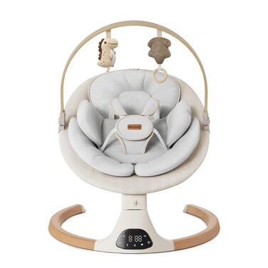 Baby Swings for Infants, Monamii Baby Swing, Bluetooth Infant Swing with Music Speaker, 5 Speeds and Remote Control, Electric Swing for Baby, Portable Baby Swing, Indoor &amp; Outdoor Use (Beige)