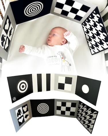 Samuel Sensory Board for Babies - Supersized Black and White Baby Cards for Developmental Newborn Tummy Time Toys - 100cm Newborn Black &amp; White Toys for 0-3 Months &amp; Older - Thick Stand Up Board No. 1