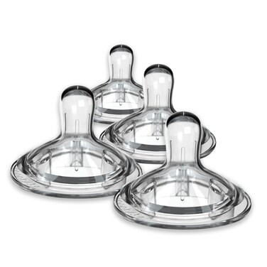 Nanobebe Nipples Baby Bottle Nipples, Silicone Nipple, Triple Vented, Ready to Use, 4 Pack, Fast Flow