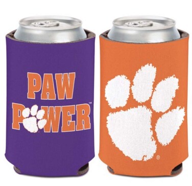 WinCraft NCAA Clemson University Tigers Paw Power 1 Pack 12 oz. 2-Sided Can Cooler