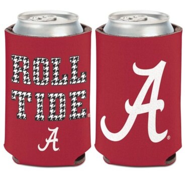 WinCraft NCAA Alabama Crimson Tide Houndstooth Script 1 Pack 12 oz. 2-Sided Can Cooler