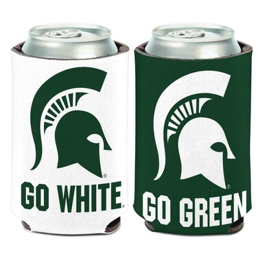 WinCraft NCAA Michigan State Spartans Go Green/White 1 Pack 12 oz. 2-Sided Can Cooler