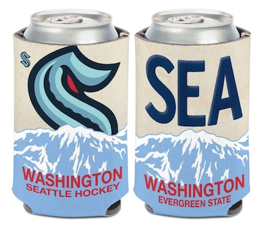 WinCraft NHL Seattle Kraken Logo/Mountain Can Cooler 1-Pack 12 oz. (Foldable, 2-Sided Design)
