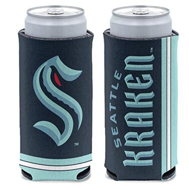 WinCraft NHL Seattle Kraken Slim Can Cooler, 1-Pack, (Foldable, 2-Sided Design)
