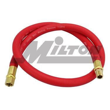 Milton 2760-3LH Air Leader Hose, 3/8" x 3 ft. Rubber Hose - 1/4" NPT Brass Ends - 300 Max PSI