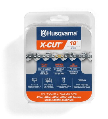 Husqvarna X-Cut SP33G 18 Inch Chainsaw Chain, .325" Pitch, .050" Gauge, 72 Drive Links, Highly Durable, Pre-Stretched Chainsaw Blade Replacement with Superior Lubrication and Low Kickback, Gray