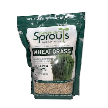 Nature Jims Sprouts Wheatgrass Seeds - 100% Organic Wheat Grass Seed for Sprouting - Cat Grass Planter Seeds, Rich in Vitamins, Fiber and Minerals - Non-GMO, Healthy Wheatgrass Sprout Growing Seed