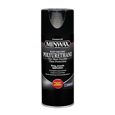 Minwax Fast Drying Polyurethane Spray, Protective Wood Finish, Warm Satin, 11.5 oz. Aerosol Can