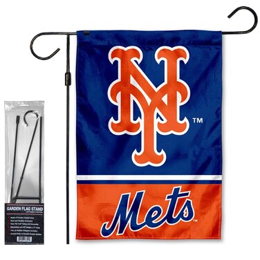 WinCraft Mets Garden Flag with Stand Holder Flagpole