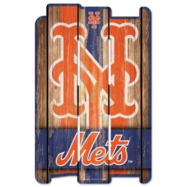 Wincraft MLB New York Mets Wood Fence Sign, Black