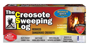 The Creosote Sweeping Log (CSL) with Bonus Ignite-O Fire Starter - Chimney Cleaner for Fireplaces and Woodstoves - Non-Toxic and Easy Cleaning Firelog