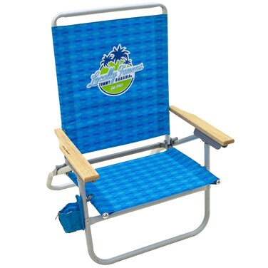 Tommy Bahama 4-Position Easy in-Easy Out Folding Beach Chair, Light Blue