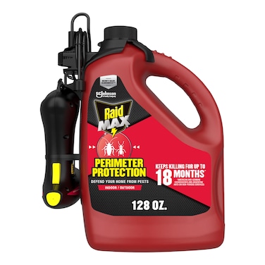 Raid MAX Perimeter Protection, 1 Gallon, Indoor &amp; Outdoor Insecticide Spray with Reusable Electric Sprayer