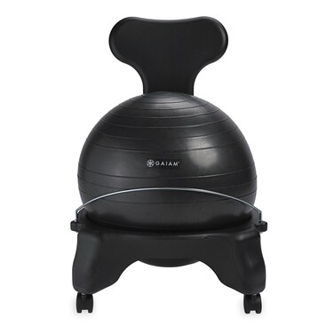 Gaiam 610-6002RTL Balance Ball Chair - Classic Yoga Ball Chair with 52cm Stability Ball, Pump &amp; Exercise Guide for Home or Office, Black
