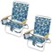 Tommy Bahama 2-Pack 4-Position Extended 12.8" seat Height Easy in-Easy Out Folding Backpack Beach Chair, Blue Tropical Leaves
