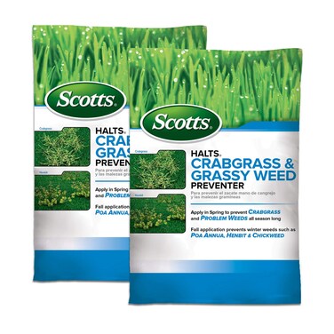 Scotts Halts Crabgrass &amp; Grassy Weed Preventer, Pre-Emergent Weed Killer for Lawns, 5,000 sq. ft., 10.06 lbs. (2-Pack)