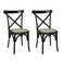 JONATHAN Y DNG1001D-SET2 Cassis Classic Traditional X-Back Wood Rattan Dining Chair French Country, Cottage, Vintage, Farmhouse, Shabby Chic, Black/Natural (Set of 2)