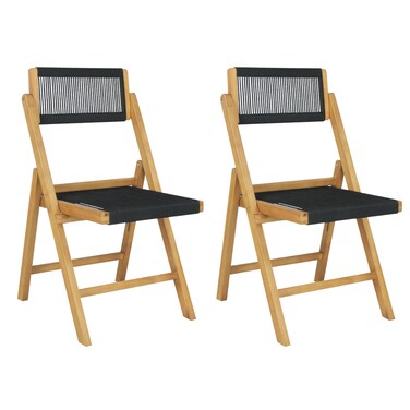 JONATHAN Y FLD1001A-SET2 Olivier Coastal Modern Wood Roped Folding Chair with Adjustable Back Transitional, Bohemian, Classic, Scandinavian, Minimalist, Contemporary, Black/Natural (Set of 2)