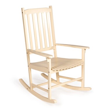 JONATHAN Y RCK300D Seagrove Farmhouse Classic Slat-Back 350-LBS Support Acacia Wood Outdoor Rocking Chair Traditional, Coastal, Cottage, Vintage, Shabby Chic, Almond