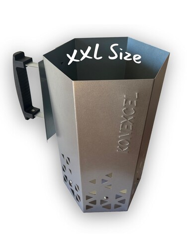 Konexcel Heavy Duty Charcoal Chimney Starter, XXL Size, BBQ Chimney Starter for Charcoal Grill and Barbecues, Sturdy and Easy to Use BBQ Grill Tool for Rapid Fire Starter, Fire Starter Set (Steel)