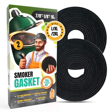 Big Green Egg Gasket Replacement Large/XL/XXL - 2-Pack x 8 FT Smoker Gasket Seal - BGE Gasket 7/8" x 1/8" Felt - Compatible with Big Green Egg - Accessories &amp; Parts for Grill by Smoker Chef