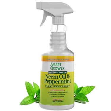 Neem Oil Spray for Plants with Peppermint Oil, Natural Plant Wash Made for Indoor and Outdoor Plants Smart Grower 16oz Easy Ready to Use Spray