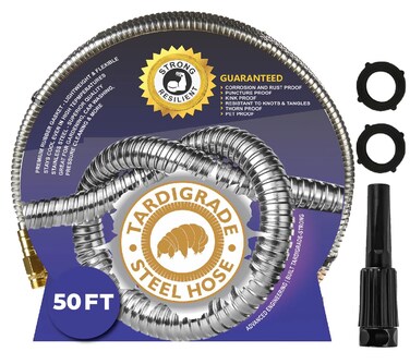Tardigrade Metal Garden Hose 50 FT, Heavy Duty 304 Stainless Steel Water Hoses, Unmatched Durability, Flexible, No Kink &amp; Tangle, Lightweight, Pet &amp; Rust Proof for Outdoor Lawn Yard