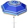 AMMSUN 7ft Heavy Duty High Wind Beach Umbrella Parasols with sand anchor &amp; Tilt Sun Shelter, UV 50+ Protection Outdoor Sunshade Umbrellas Carry Bag for Patio Garden Pool Backyard Stripe Blue