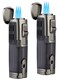 TOMOLO Cigar Lighter Triple Jet Flame Torch Lighter Refillable Butane Lighter with Cigar Punch, 2 Pack, Charcoal
