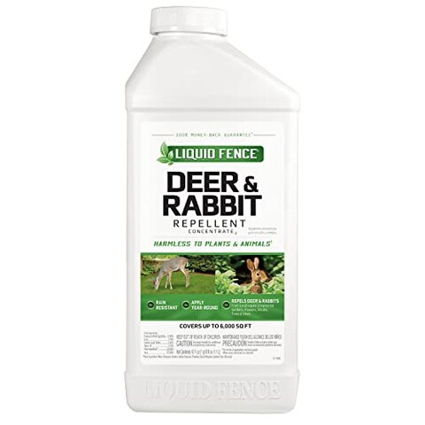 Liquid Fence Deer &amp; Rabbit Repellent Concentrate,Keep Rabbits Out of Garden Patio &amp;Backyard,Use on Gardens Shrubs &amp;Trees, Harmless to Plants &amp;Animals When Used Stored as Directed, 40fl Ounce