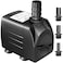 GROWNEER 550GPH Submersible Pump 30W Ultra Quiet Fountain Water Pump, 2000L/H, with 7.2ft High Lift, 3 Nozzles for Aquarium, Fish Tank, Pond, Hydroponics, Statuary Black