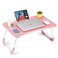 FISYOD Foldable Laptop Table, Portable Lap Desk Bed Table Tray, Laptop Stand with Cup Holder &amp; Tablet Slot &amp; Lifting Handle for Working Writing Drawing &amp; Eating (Pink)