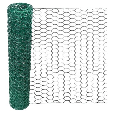 ARIFLOR Chicken Wire for Floral Arrangement - 0.6 Inch Hexagonal Green Floral Chicken Wire Mesh PVC Coated Chicken Wire Fence Netting for Crafts and Garden - 0.9 inch Diameter with 15.7 x 79 inches