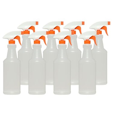 MOEHAIR Heavy Duty 8 Pack Empty Plastic Hair spray bottles (32 oz) with Adjustable Nozzle   Leak Proof Spray Stream Water Bottle for Cleaning Solutions, Watering Plants, Training Your Pet