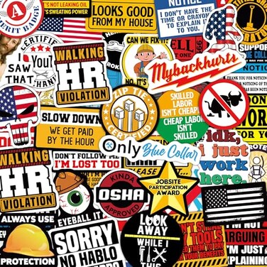 173 PCS Hard Hat Stickers for Adults - Funny (Dirty) for Water Bottle, Laptop, Helmet, Cars, Tool Box, Cars - Blue Collar Stickers for Men, Waterproof
