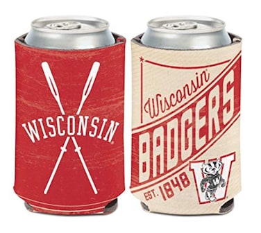 NCAA University Wisconsin Badgers 1-Pack 12 oz. Retro 2-Sided Design Can Cooler