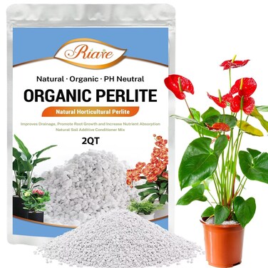 Riare 2 Quarts Organic Perlite for Plants - Horticultural Perlite Soil Amendment for Plants Potting Mix, Natural Chunky Perlite Soil Additive Conditioner Improve Root Growth, Drainage and Ventilation