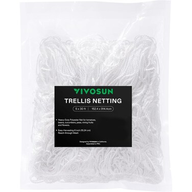 VIVOSUN 5 x 30 ft. Plant Trellis Netting, Heavy-Duty Polyester Grow Net for Garden with Square Mesh for Climbing Plants, Vegetables, Fruits, and Flowers, 1-Pack