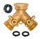 Morvat Heavy Duty Brass 2 way Y Splitter Garden Hose Hexagonal Connector with Comfortable Grip Shut Off Valves, Adapter for Water Tap, Outlet, &amp; Spigot, Includes 2 Extra Rubber Washers &amp; Teflon Tape