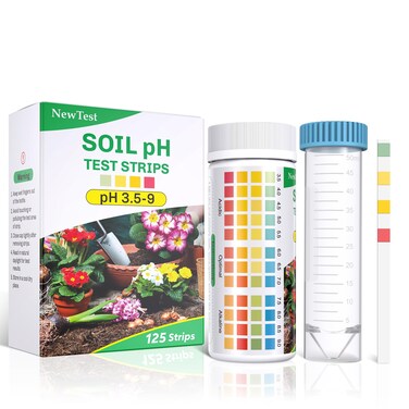 NewTest Soil pH Test Kit: Upgraded 125 Soil pH Test Strips with Measuring Cylinders for Accurate Testing pH Level of Garden Lawn Grass Flower Vegetable Compost Dirt