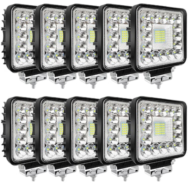 San-Young LED Tractor Work Lights 4 Inch LED Pod Lights 120W 10000lm 12V 24V Square LED Off Road Lights Cube LED Light Pods for Service Truck ATV UTV RV RZR Boat Pickup Golf Cart Snow Blower, 10Pack
