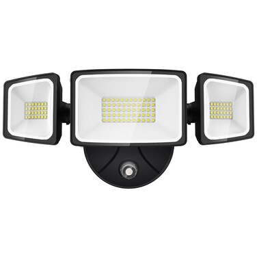 Onforu 60W LED Dusk to Dawn Flood Lights, 6000LM Exterior Security Outdoor Lighting, IP65 Waterproof Outdoor 3 Adjustable Heads Photocell Light Fixture, 6500K White Floodlight for Garage, Patio, Yard
