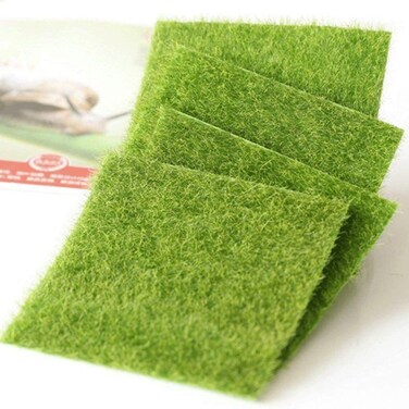 Shindel 4 Packs Fake Grass Decor for Crafts, 6" x 6" Fairy Artificial Grass for Miniature Garden, Dollhouse Ornament DIY Decoration