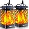 TomCare Solar Lights Outdoor Upgraded Solar Lantern Flickering Flame Outdoor Waterproof Hanging Lanterns Decorative Solar Powered Outdoor Lighting LED Christmas Lights for Patio Deck Yard, 2 Pack