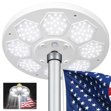 Aurolit Flagpole Light Solar Powered,Auro 6 Updated Flag Pole Light Ultra Bright 160 LED for 15-25 Ft Poles,15 Hour Dusk to Dawn Auto On/Off,Spectacular Aurora Lighting on Outdoor Pole Top